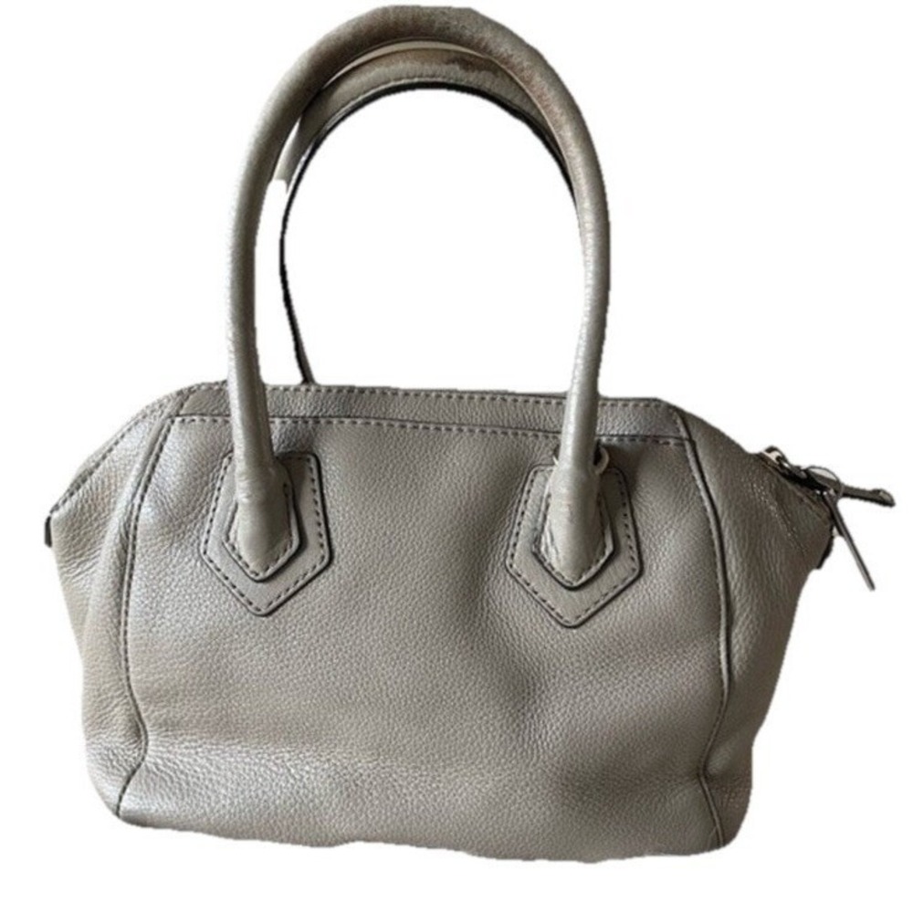 Rebeccaβ Minkoff Gray Pebbled Genuine Leather Satchel Handbag Silver Hardware